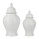 Temple Jar with Domed Lid & Finial | Ribbed Design | White Ceramic 18"