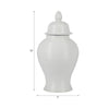 Temple Jar with Domed Lid & Finial | Ribbed Design | White Ceramic 18"