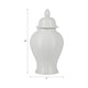 Temple Jar with Domed Lid & Finial | Ribbed Design | White Ceramic 18"
