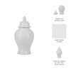 Temple Jar with Domed Lid & Finial | Ribbed Design | White Ceramic 18"