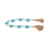Hana Accent Garland | Blue & White Glass Beads | Brown Jute Rope Tassels