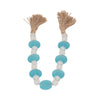 Hana Accent Garland | Blue & White Glass Beads | Brown Jute Rope Tassels