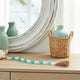 Hana Accent Garland | Blue & White Glass Beads | Brown Jute Rope Tassels