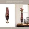 Enzie Decorative Vase | Sculpted Leaf Metal Base | Bronze Glass 15"
