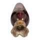 Enzie Decorative Vase | Sculpted Leaf Metal Base | Bronze Glass 15"