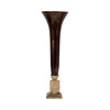 Decorative Trumpet Style Vase | 26" Tall Bronze Glass & Gold Finished Base
