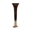 Decorative Trumpet Style Vase | 26" Tall Bronze Glass & Gold Finished Base
