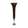 Decorative Trumpet Style Vase | 26" Tall Bronze Glass & Gold Finished Base