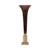 Decorative Accent Trumpet Floor Vase | Brown Glass | 31" Gold Base