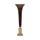 Decorative Accent Trumpet Floor Vase | Brown Glass | 31" Gold Base