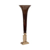 Decorative Accent Trumpet Floor Vase | Brown Glass | 31" Gold Base
