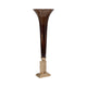 Decorative Accent Trumpet Floor Vase | Brown Glass | 31" Gold Base