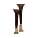 Decorative Accent Trumpet Floor Vase | Brown Glass | 31" Gold Base