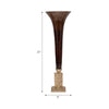 Decorative Accent Trumpet Floor Vase | Brown Glass | 31" Gold Base