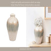 Temple Vase with Lid | Two-Tone Glazed Finish | Pearl White Metal 12"