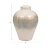 Temple Vase with Lid | Two-Tone Glazed Finish | Pearl White Metal 12"