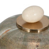 Decorative Temple Vase with Ornate Egg Shaped Topper | 9" Blush Green