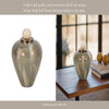 Decorative Temple Vase with Ornate Egg Shaped Topper | 9" Blush Green