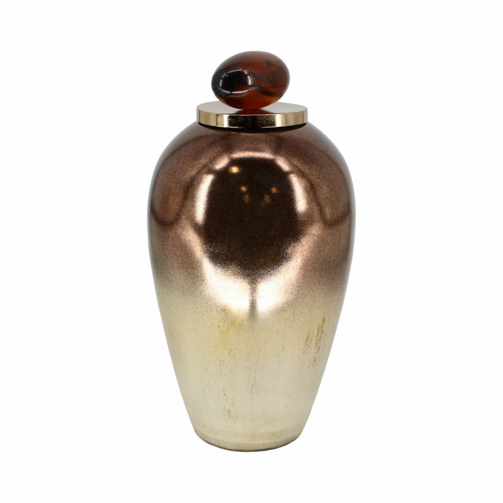 Temple Vase w Resin Topper | Ombre Copper Tone | Metal & Glass | 20’’ SBH-18752-02