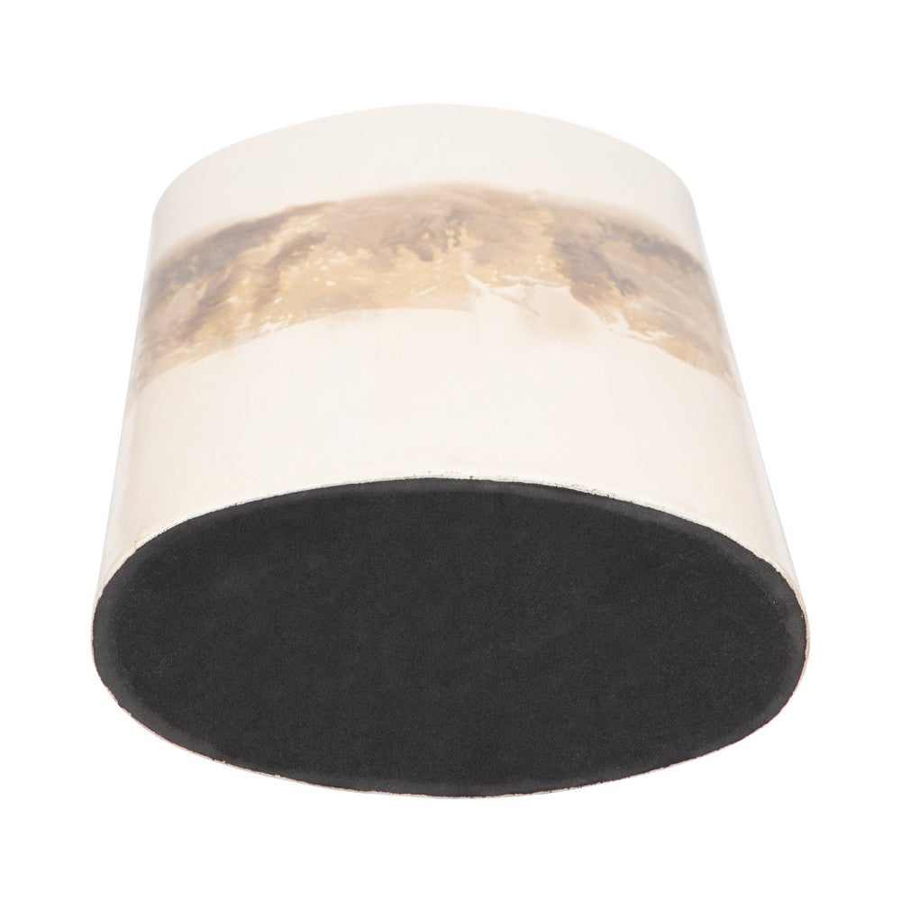 Decorative Accent Flask Vase | Luxe 20" Pearl Ivory & Gold Iron
