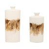 Decorative Accent Flask Vase | Luxe 20" Pearl Ivory & Gold Iron