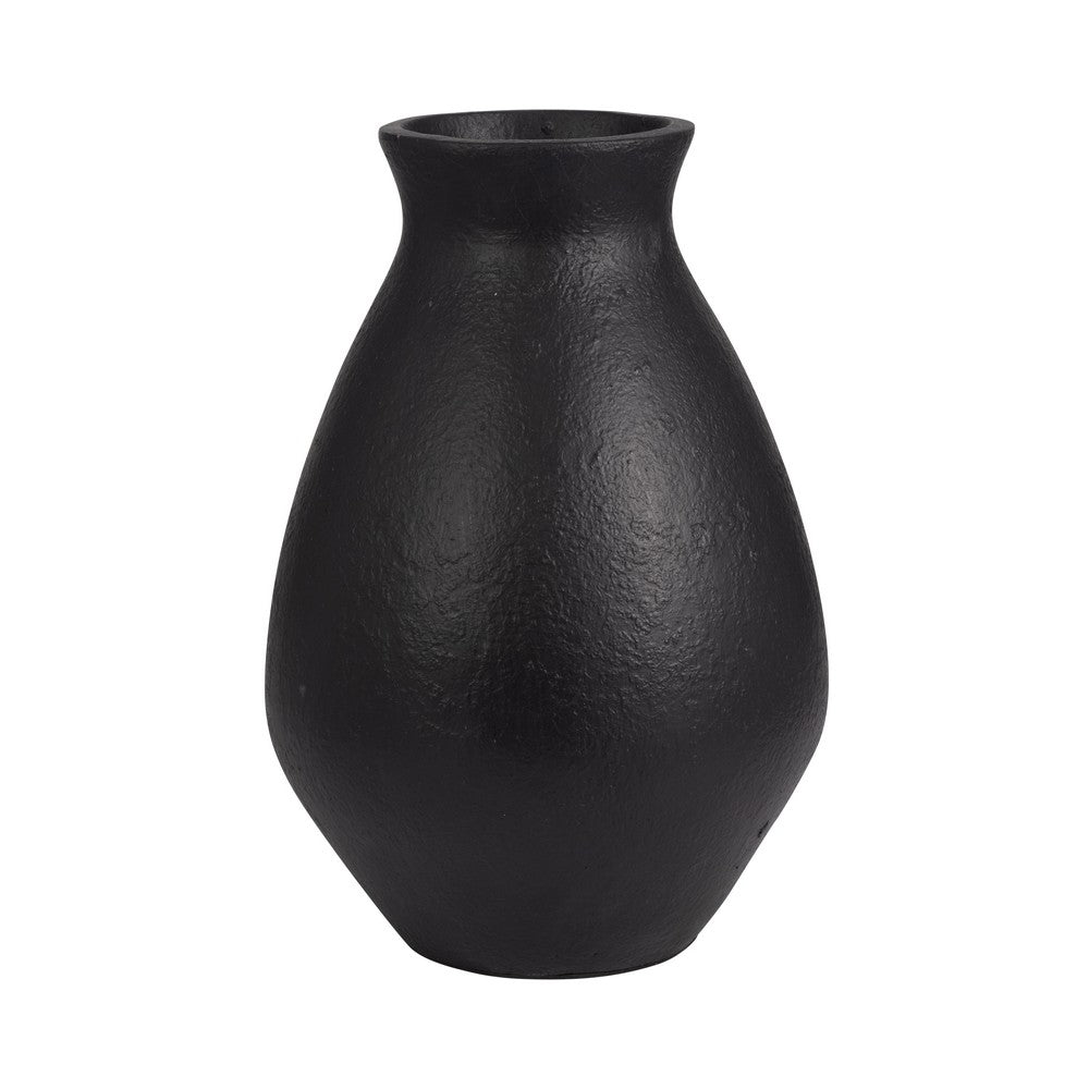 Flower Vase | Antique Style Tapered Neck | Organic Black Terracotta | 16"