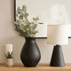 Flower Vase | Antique Style Tapered Neck | Organic Black Terracotta | 16"