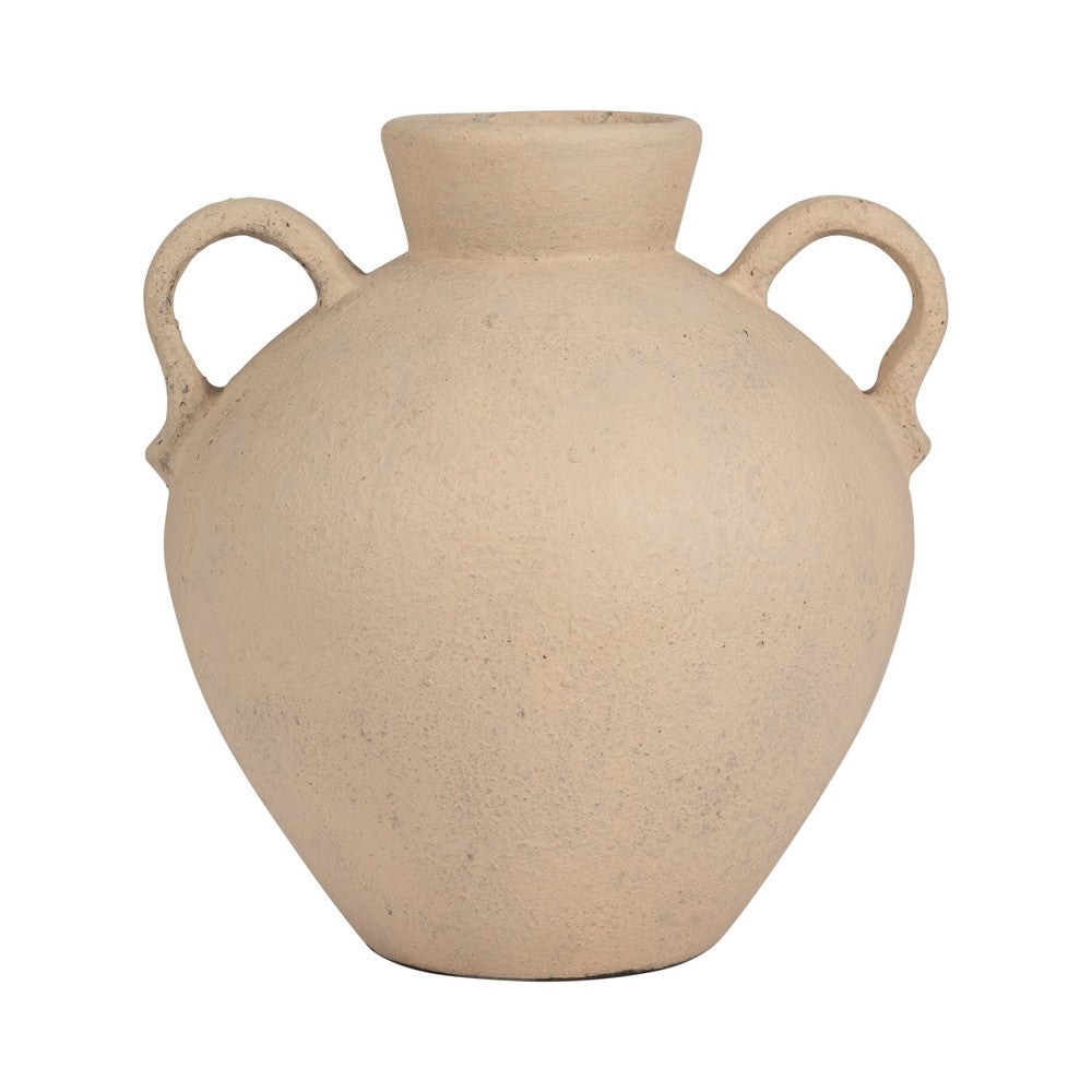 Umar Organic Jug | Curved Side Handles Flared Neck | Ivory Terracotta 16"