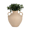 Umar Organic Jug | Curved Side Handles Flared Neck | Ivory Terracotta 16"