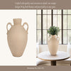 Umar Organic Jug | Curved Side Handles Flared Neck | Ivory Terracotta 16"