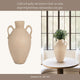 Umar Organic Jug | Curved Side Handles Flared Neck | Ivory Terracotta 16"