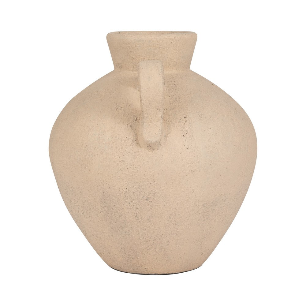 Umar Organic Jug | Curved Side Handles Flared Neck | Ivory Terracotta 16"