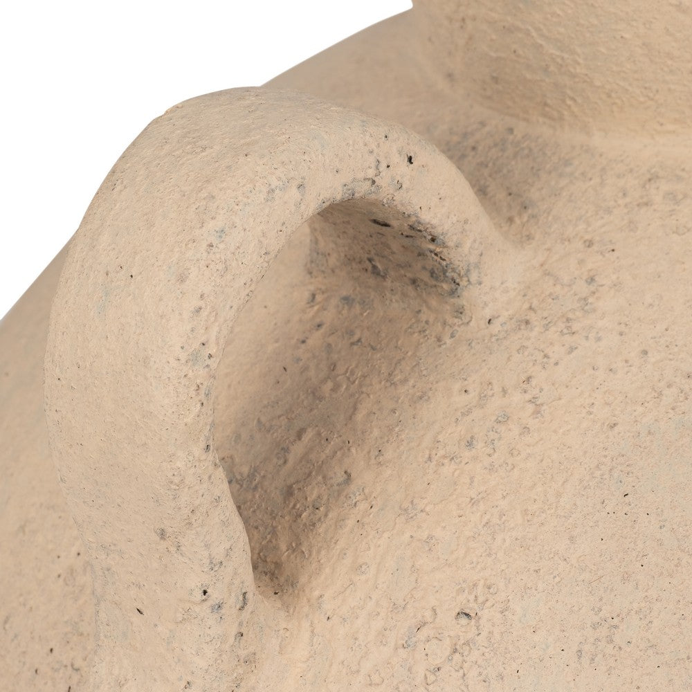 Umar Organic Jug | Curved Side Handles Flared Neck | Ivory Terracotta 16"