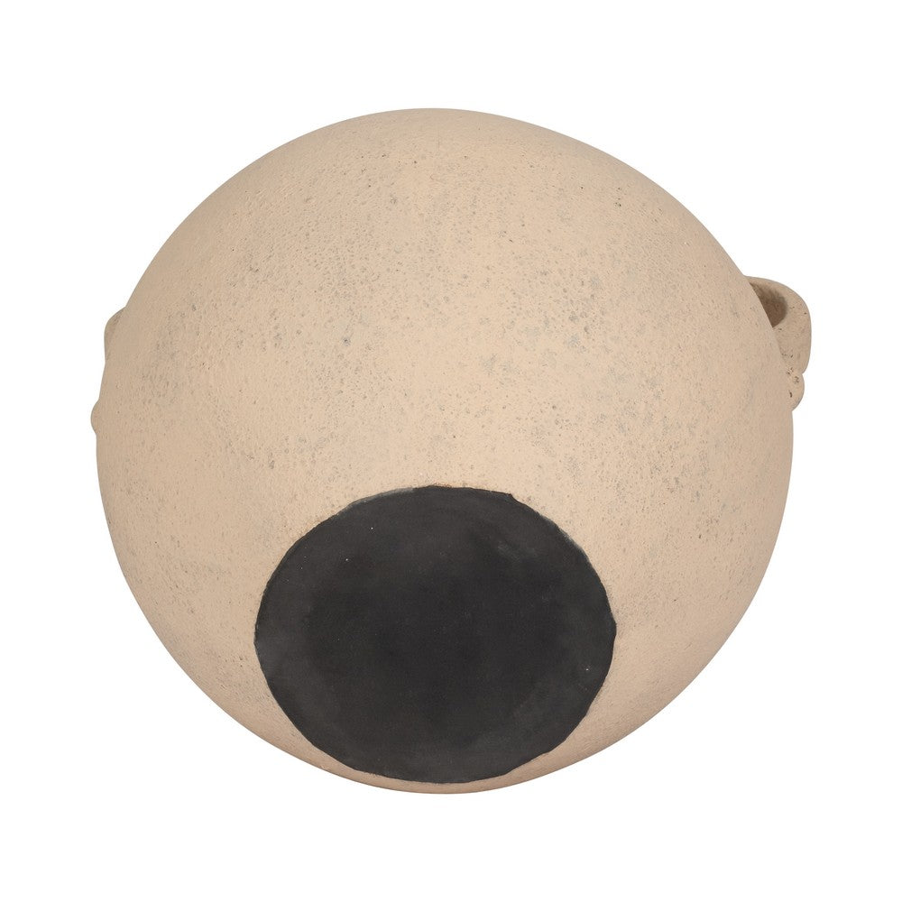 Umar Organic Jug | Curved Side Handles Flared Neck | Ivory Terracotta 16"