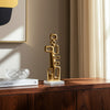 Contemporary Abstract Tabletop Decor | 21" Gold Metal | White Marble Base