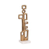 Contemporary Abstract Tabletop Decor | 21" Gold Metal | White Marble Base