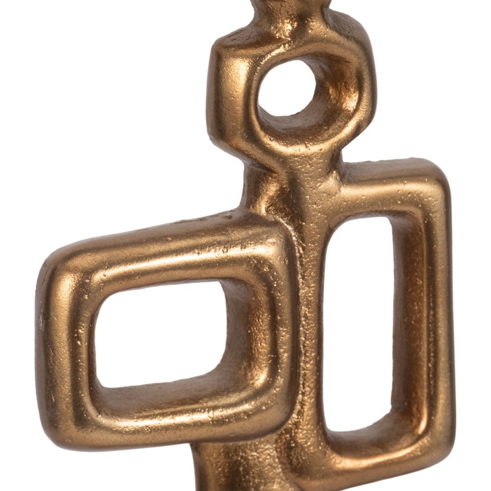 Contemporary Abstract Tabletop Decor | 21" Gold Metal | White Marble Base