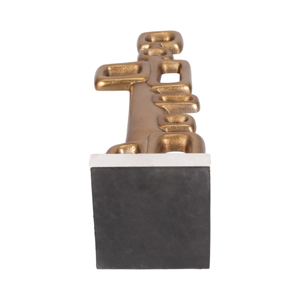 Contemporary Abstract Tabletop Decor | 21" Gold Metal | White Marble Base