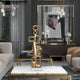 Contemporary Abstract Tabletop Decor | 21" Gold Metal | White Marble Base