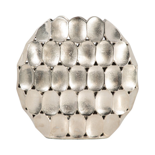Sami Oval Vase | Modern Geometric Pattern | Silver Textured 13"