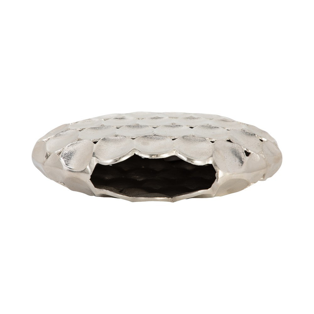 Sami Oval Vase | Modern Geometric Pattern | Silver Textured 13"