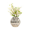 Sami Flower Vase | Sculpted Geometric Accent | 17" Oval Silver