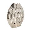Sami Flower Vase | Sculpted Geometric Accent | 17" Oval Silver