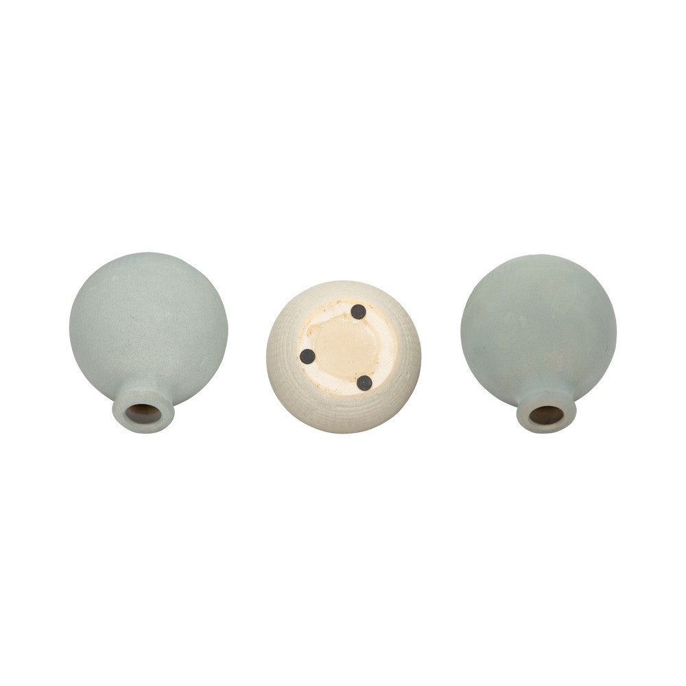 Quay Handmade Bud Vases Set of 3 | Rounded Shape | 5 " Multi-Blue Clay
