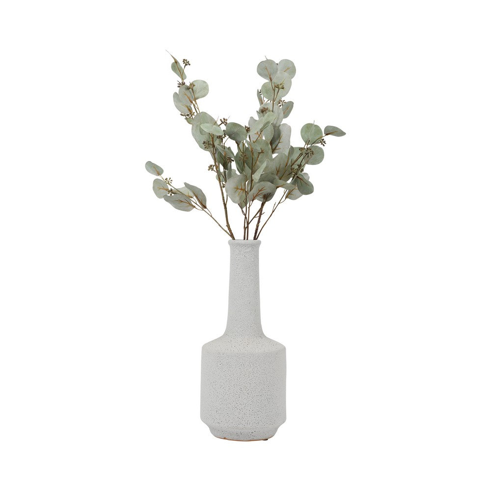 Decorative Bottle Vase | Volcanic Texture White Clay | Handcrafted 16"