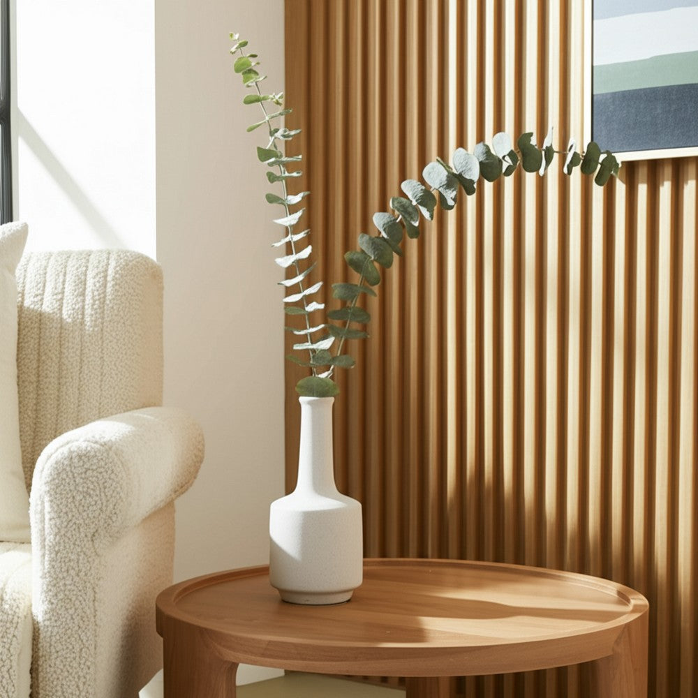 Decorative Bottle Vase | Volcanic Texture White Clay | Handcrafted 16"