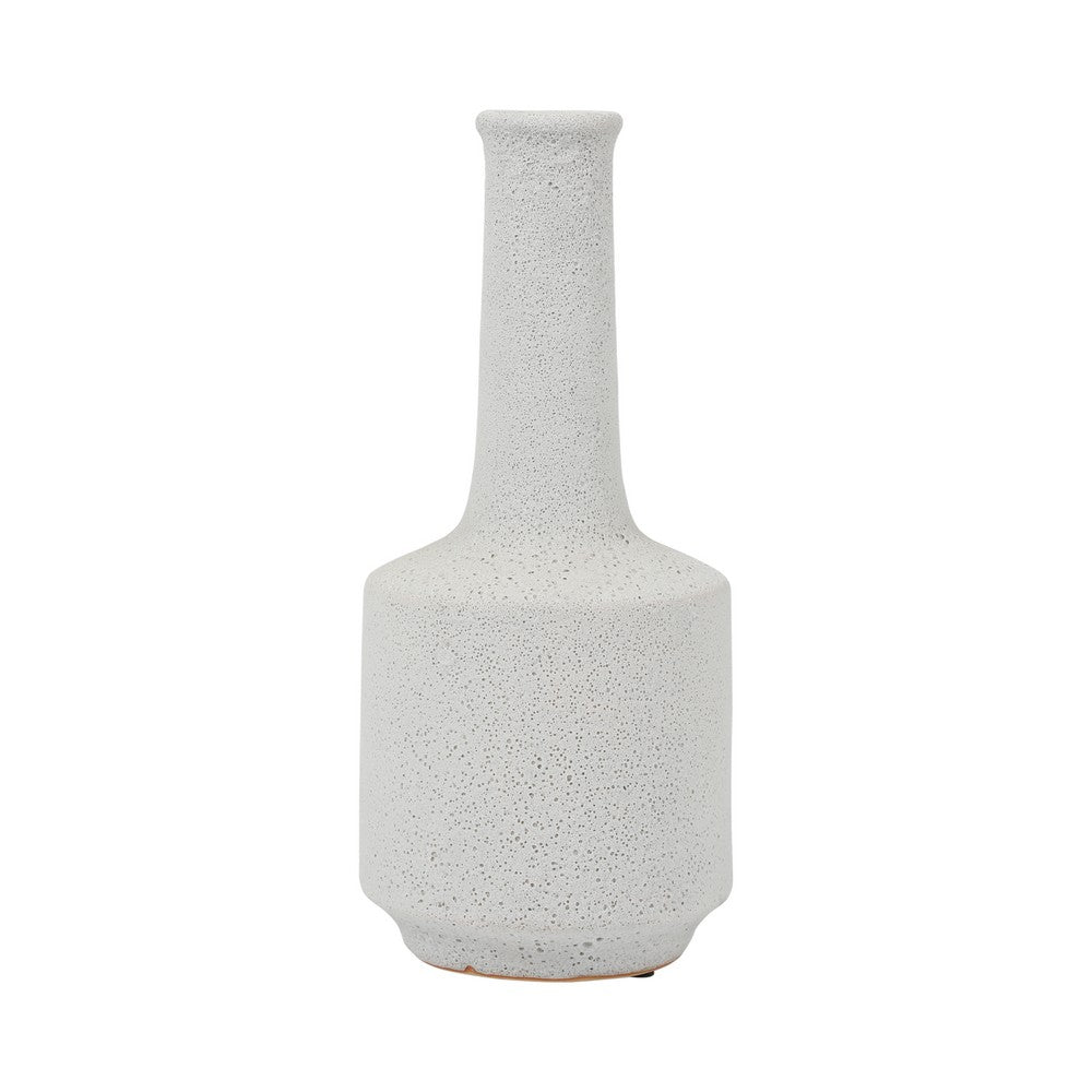 Decorative Bottle Vase | Volcanic Texture White Clay | Handcrafted 16"