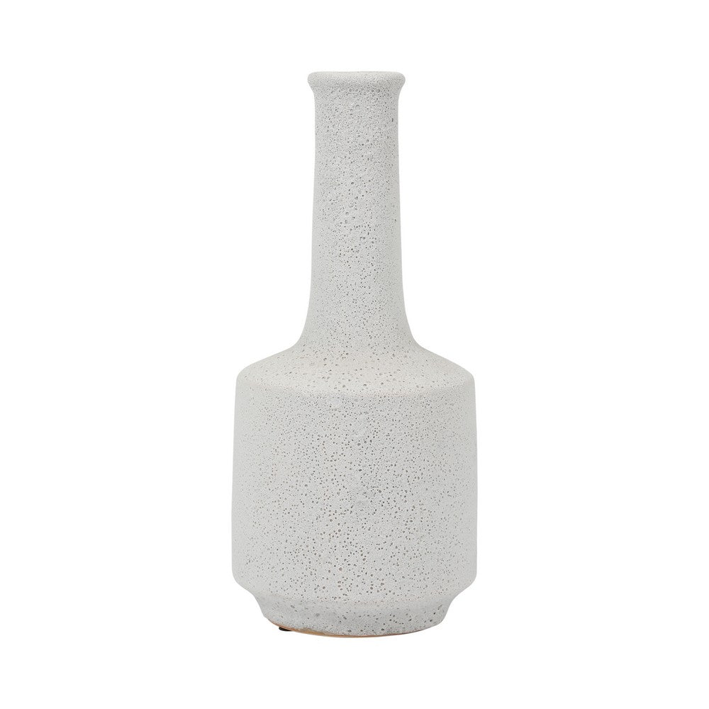 Decorative Bottle Vase | Volcanic Texture White Clay | Handcrafted 16"