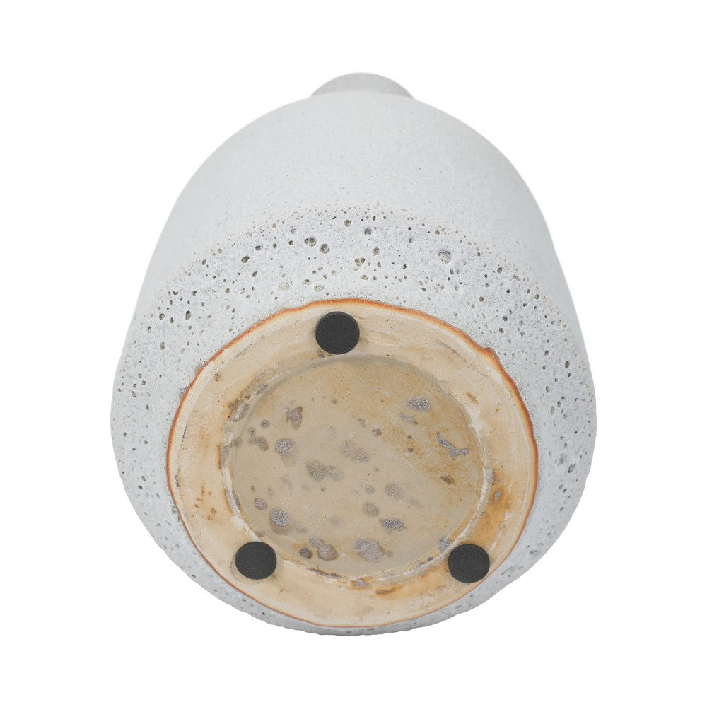 Decorative Bottle Vase | Volcanic Texture White Clay | Handcrafted 16"