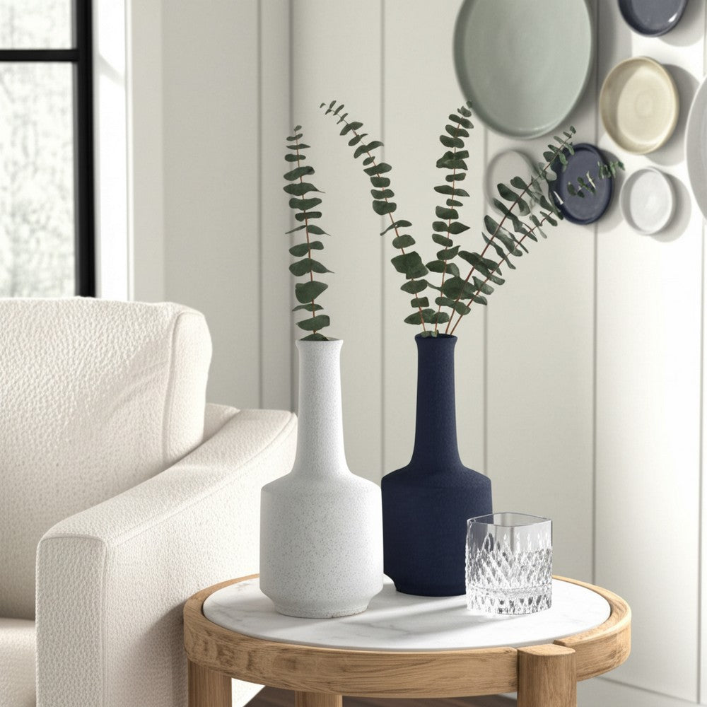 Decorative Bottle Vase | Volcanic Texture White Clay | Handcrafted 16"